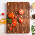 15 Inch End Grain Acacia Wood Cutting Board Rectangular Chopping Board with Side Handle Butcher Block