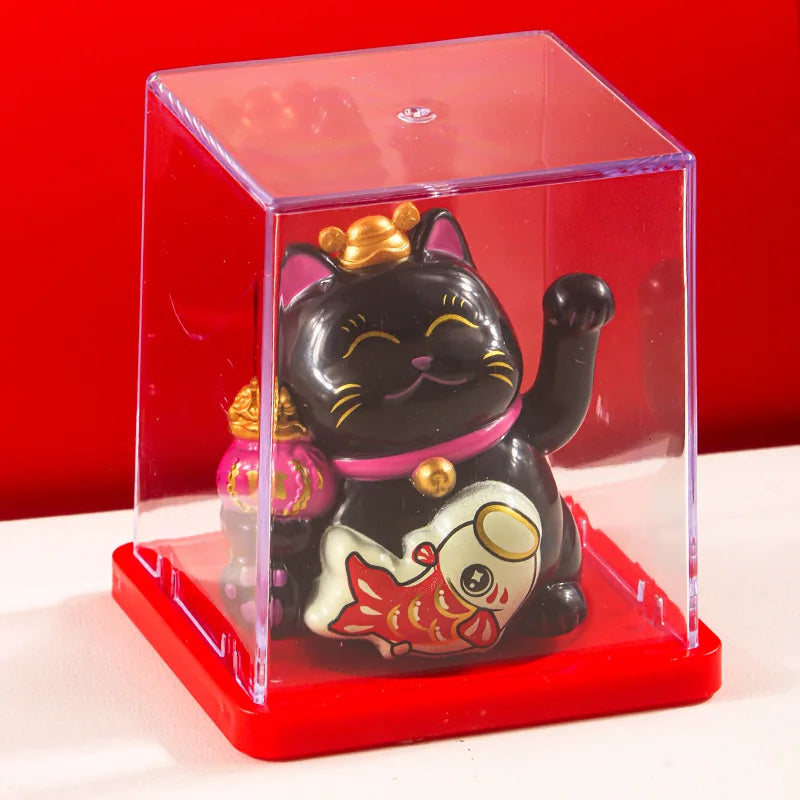Solar Powered Maneki Neko Lucky Cat – Waving Fortune Cat Decor