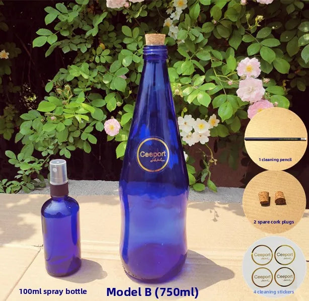 Blue Sun Water Bottle Large Capacity Cleaning Tool Zero Limit Energy Bottle Crystal Glass round Shape Insulated Beverage Cup