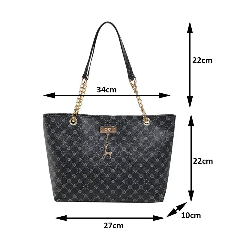Presbyopic Handbag Luxury Design Large Capacity Handbag Women Fashion Printing Shoulder Bag Trendy Shopping Bag With Pendant