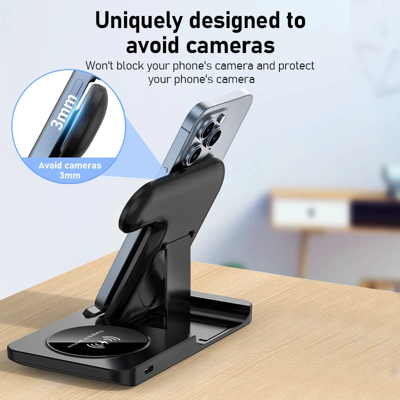 300W Foldable Wireless Charger Stand – 3 in 1 Fast Charging Dock