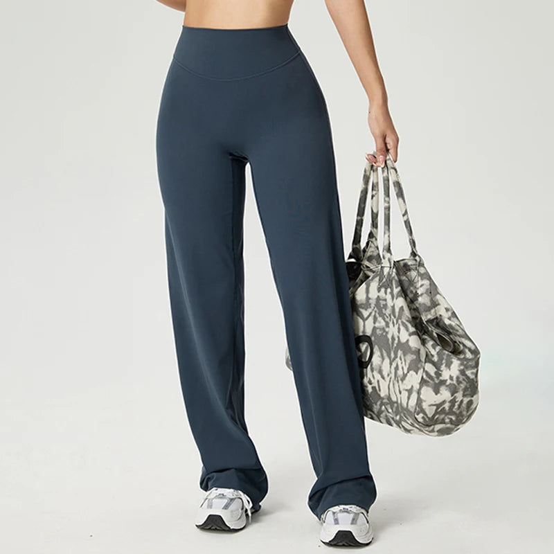 TRY TO BN Women's High Waisted Straight Leg Yoga Pants Gym Leggings Naked Feel Buttery Soft Breathable Running Workout Trousers