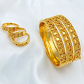Gold Plated Hollow Jewellery Set with Bangles and Rings for Women – Elegant Gift for Parties & Special Occasions