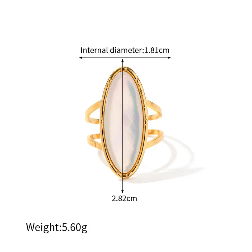 Trendy Women’s Wide Stainless Steel Stone Ring – Bohemian Vintage Style