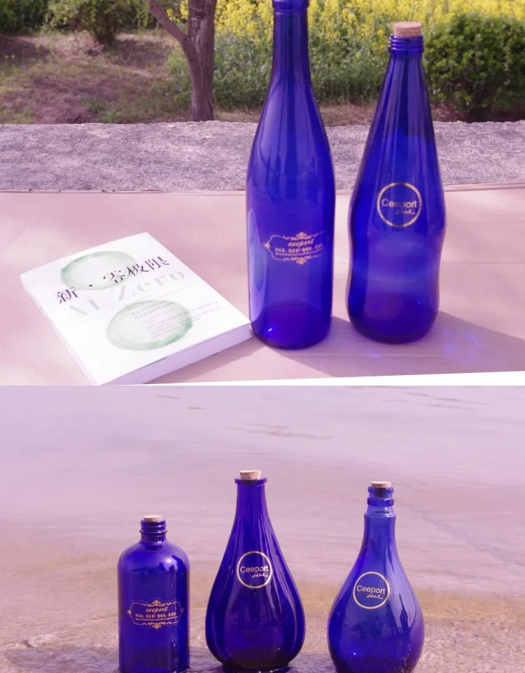 Blue Sun Water Bottle Large Capacity Cleaning Tool Zero Limit Energy Bottle Crystal Glass round Shape Insulated Beverage Cup