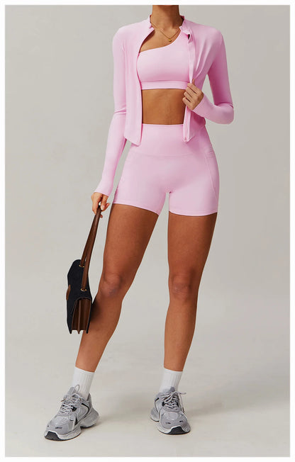 Women’s Slim Fit Zipper Jacket – Long Sleeve Fast-Dry Yoga & Fitness Top