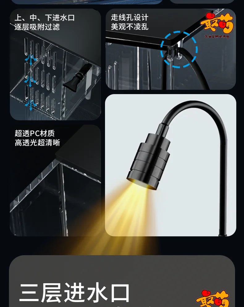 ‌Turtle Aquarium Tank - Fish & Turtle Hybrid Habitat with Stream Landscape, Luxury Villa Ecosystem for Home/Office