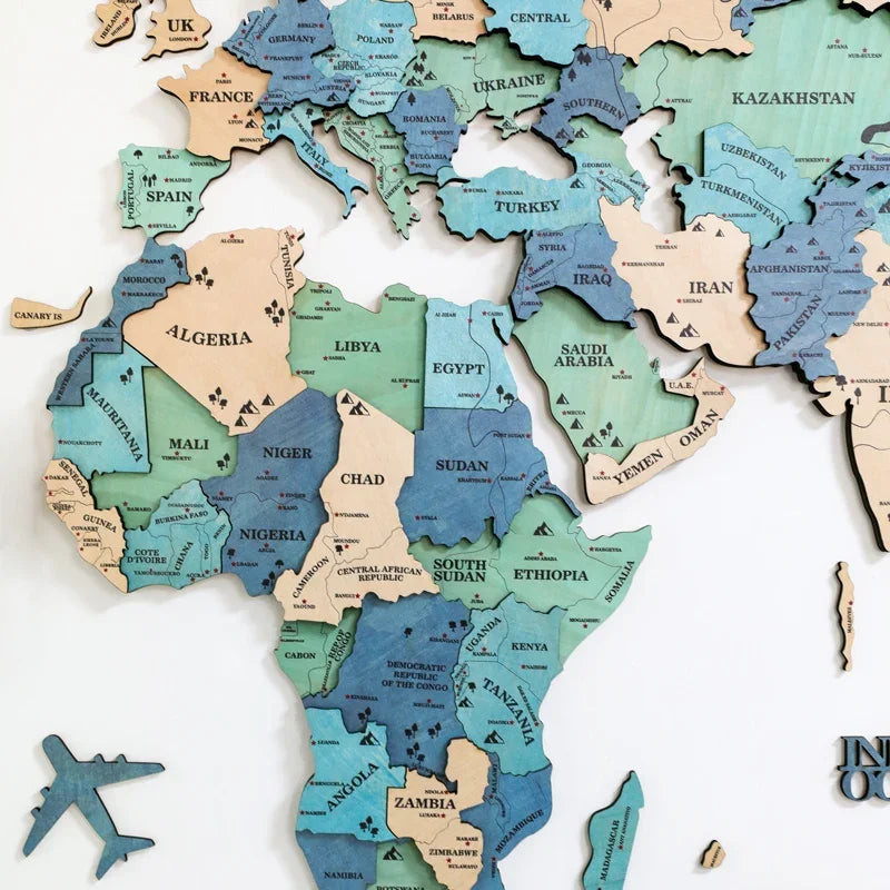 Wooden 3D World Map Puzzle – Decorative Wall Art for Home & Office