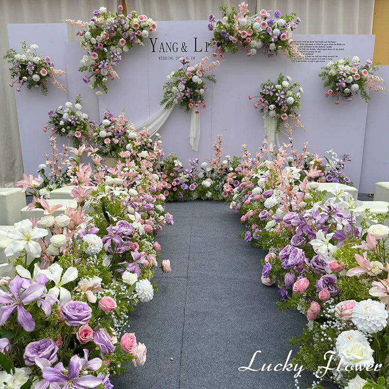 Artificial Hanging Flowers & Floral Backdrop for Outdoor Weddings and Events