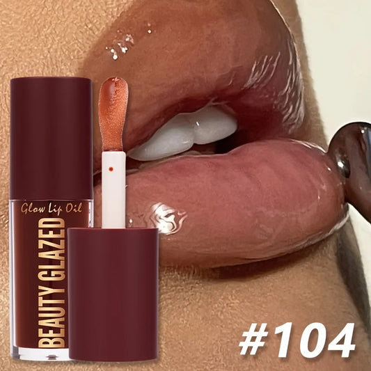 Moisturising Lip Oil – Hydrating Luminous Lip Gloss in Berry Brown & Coral