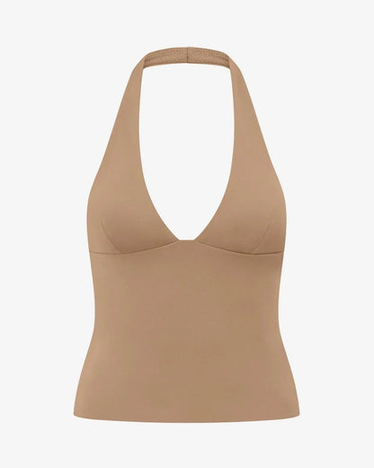 Women’s High-Impact Halter Gym Top with Built-In Pads