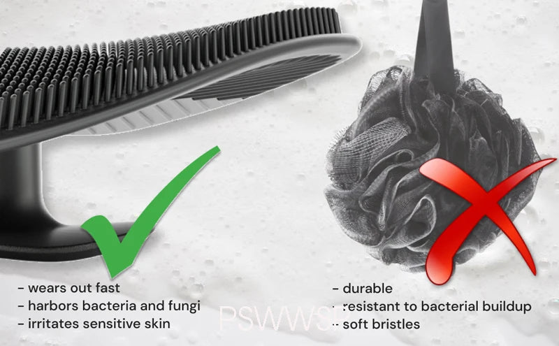 Silicone Body Scrubber Bath Wash Brush Exfoliating Body Brush Shower Face Scrubber Handle Wet & Dry Brushing for Man Women