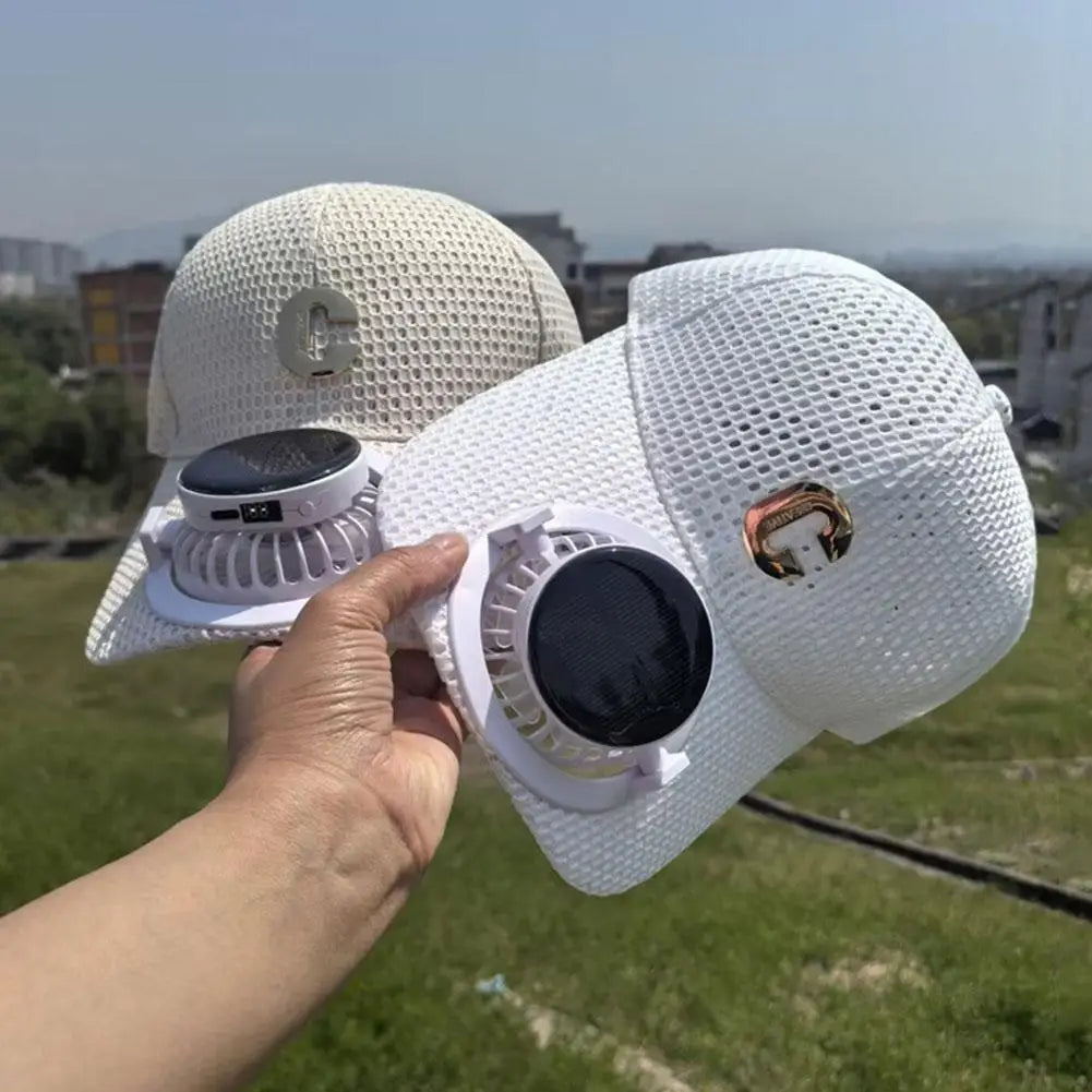 Breathable Mesh Sun Protection Cap Solar Charging Breathable Mesh Hat Outdoor Fishing Hats Snapback Trucker Cap