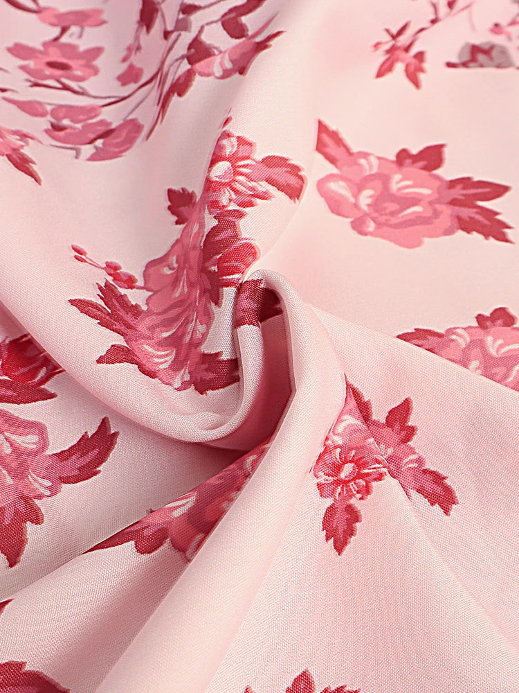 Plus Size Flowy Hawaiian Neck Sundress – Summer Beach Party Maxi Dress with Tassel Print