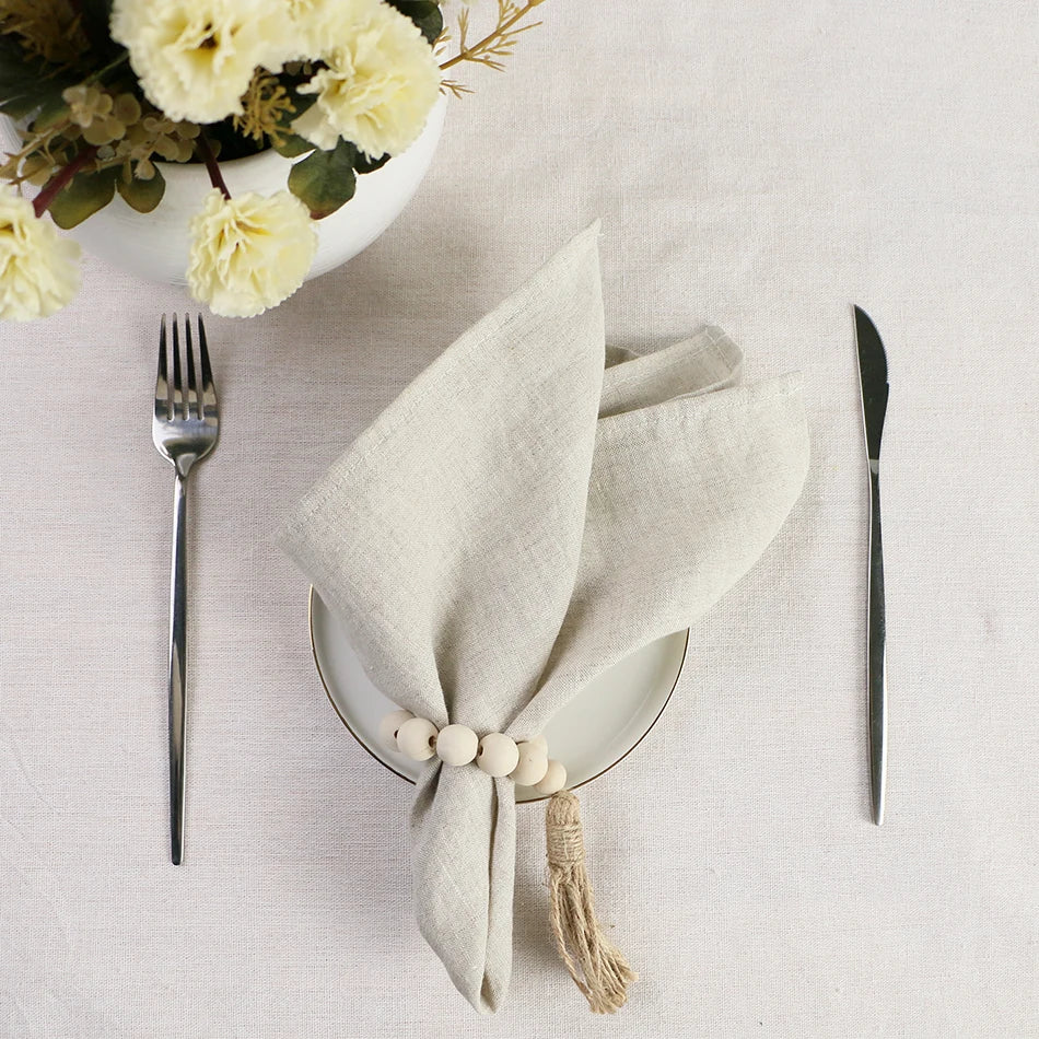4PCS Linen Napkins – Reusable Soft Fabric Table Cloth Set