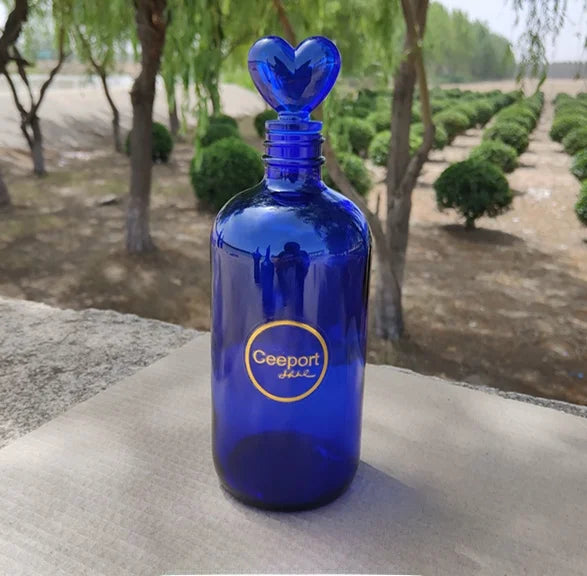 Blue Glass Water Bottle Cleaning Tool Ceeport Zero Limit Awakening Mind Pure Blue Glass Bottle Retro European Style Sealed Jar