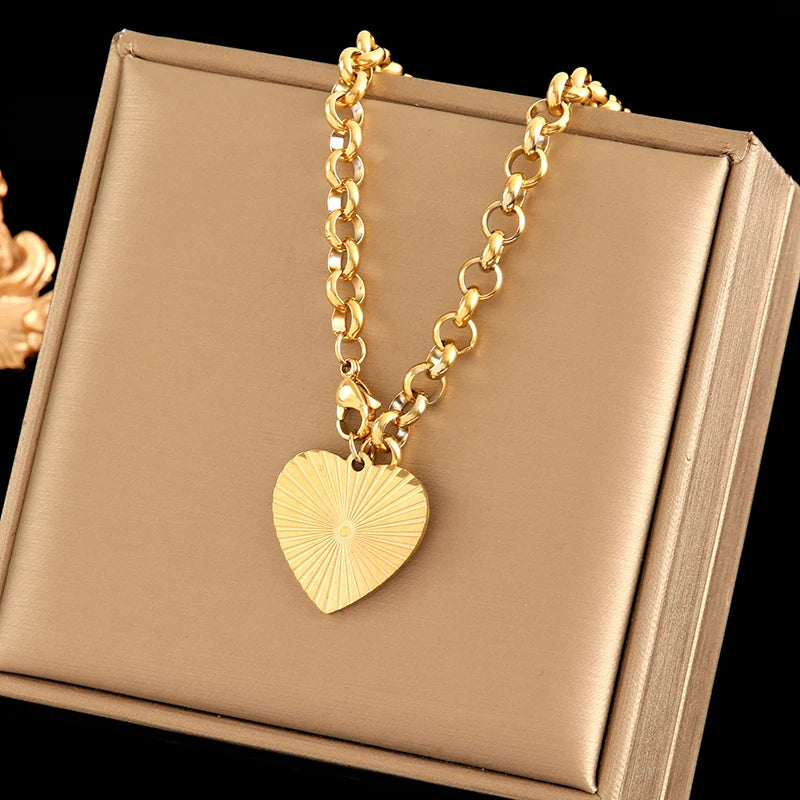 Gold-Plated Heart Pendant Necklace