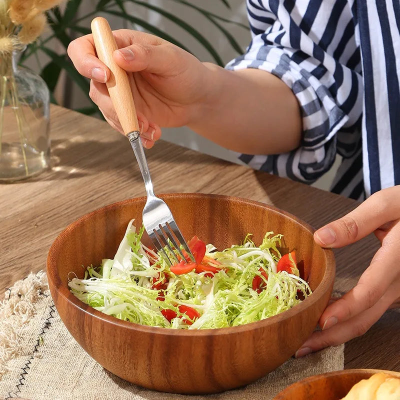 Acacia Wooden Bowl – Japanese Style Rice, Soup & Fruit Salad Bowl