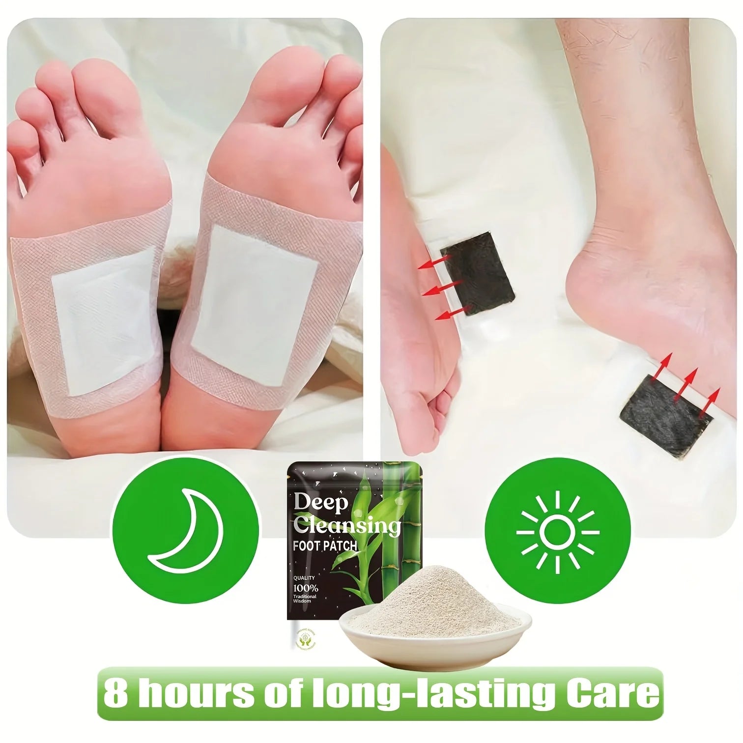 30 Deep Cleaning Care Foot Pads,Natural Bamboo Vinegar Ginger Powder Foot Pads,Foot Massage Pads After Foot Bath - Portable Foot