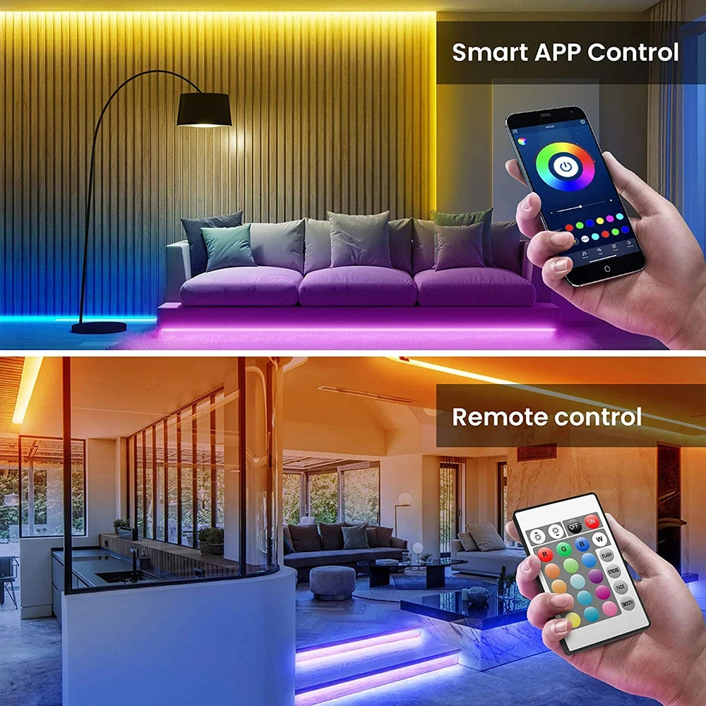 Smart Bluetooth RGB LED Strip Lights with App & Remote