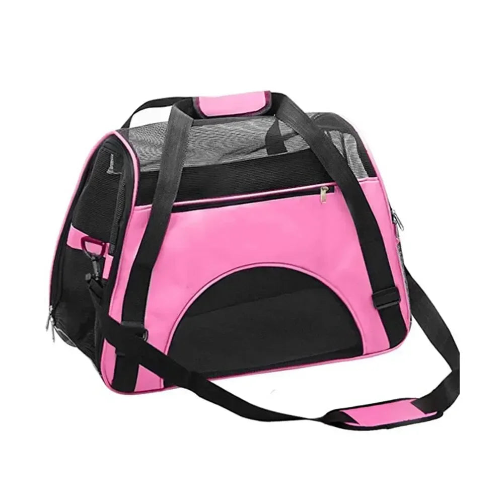 Foldable Breathable Mesh Pet Carrier Bag 4-Sided Ventilation Cat & Dog Travel Shoulder Crossbody Backpack