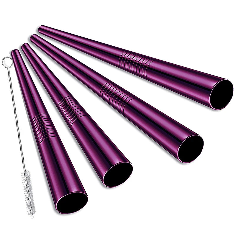 Reusable Boba Straws – Stainless Steel Wide Smoothie Straws (4PCS)