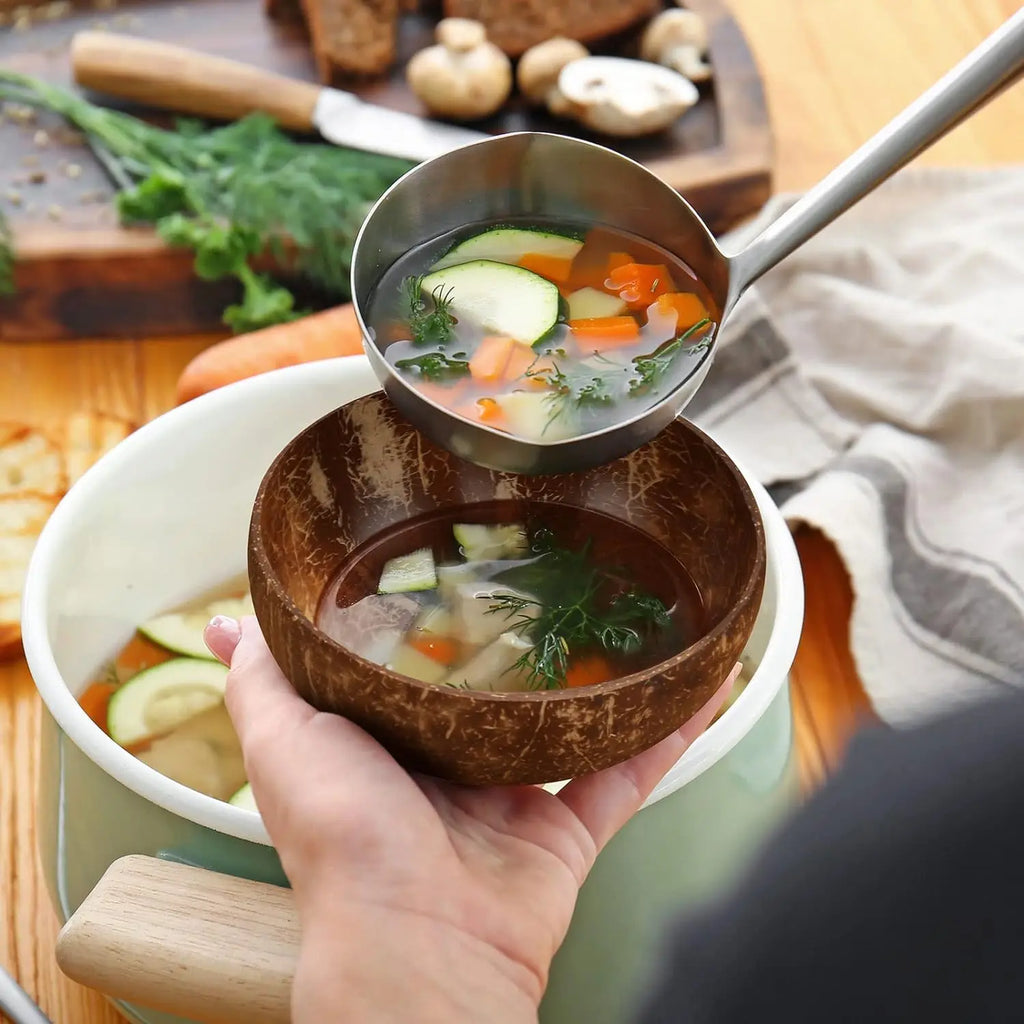 12-15cm Natural Coconut Bowl Serving Dishes Fruit Salad Wooden Reusable Utensils Polished Coconut Shell Bowls Breakfast Party