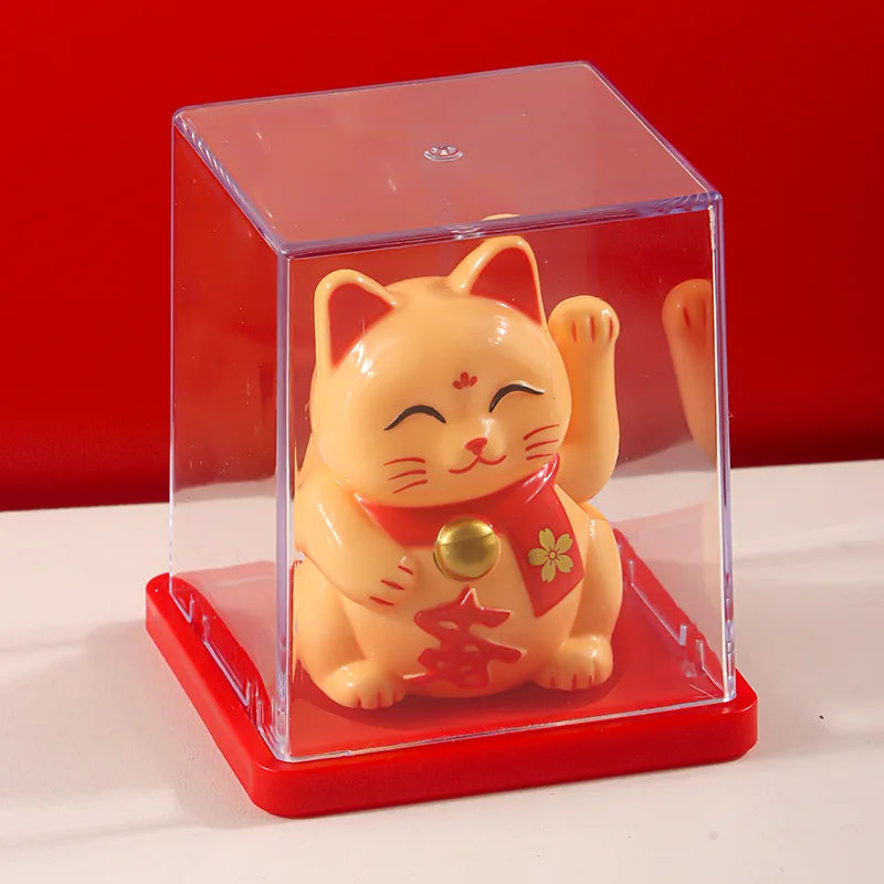 Solar Powered Maneki Neko Lucky Cat – Waving Fortune Cat Decor
