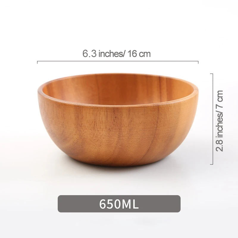 Acacia Wooden Bowl – Japanese Style Rice, Soup & Fruit Salad Bowl