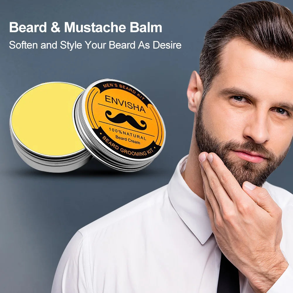 Beard Growth Kit – Oil Wax Roller Comb & Grooming Set for Men