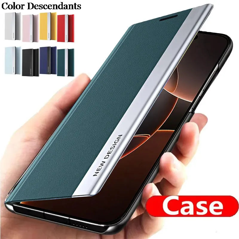 Luxury Shockproof Leather Flip Case for iPhone 17, 16, 15, 14, 13 & 12 Series