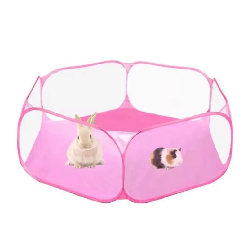 Portable Transparent Pet Playpen – Foldable Small Animal Cage Tent