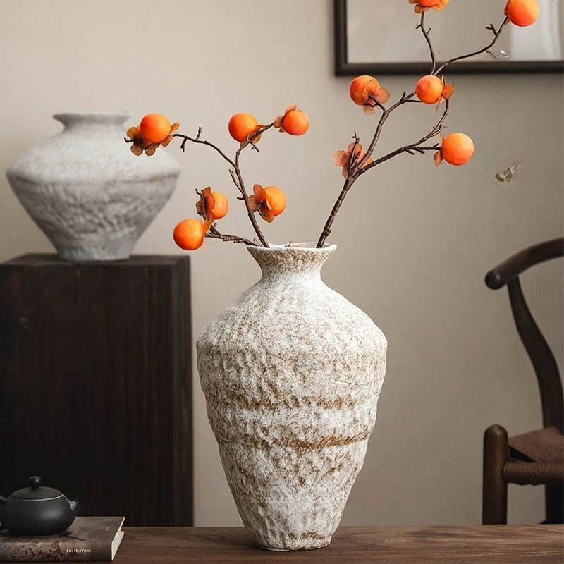Ceramic Vase Wabi Sabi Style Vintage Vase for Home Decor, Zen Buddhist Decor, Oriental Flower Arrangement Vase for Living Room