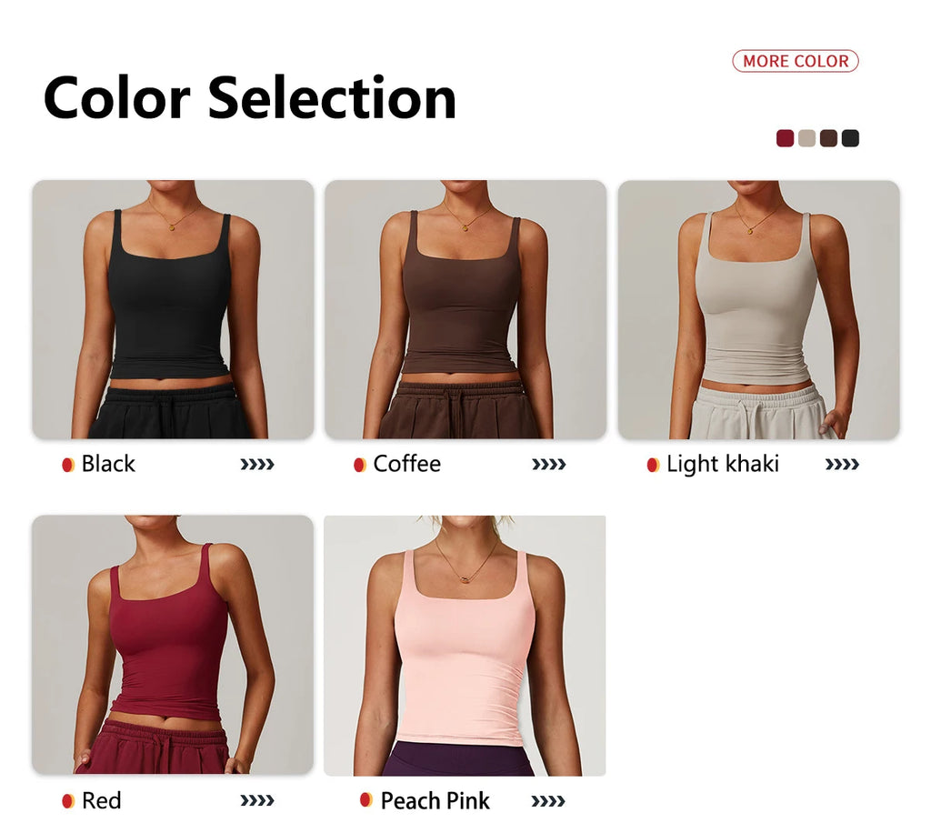 Ctenkevet Women's Workout Yoga Tank Top Quick-Dry Gym Sports Vest Female Running Tight Top Women U-Back Fitness Underwear