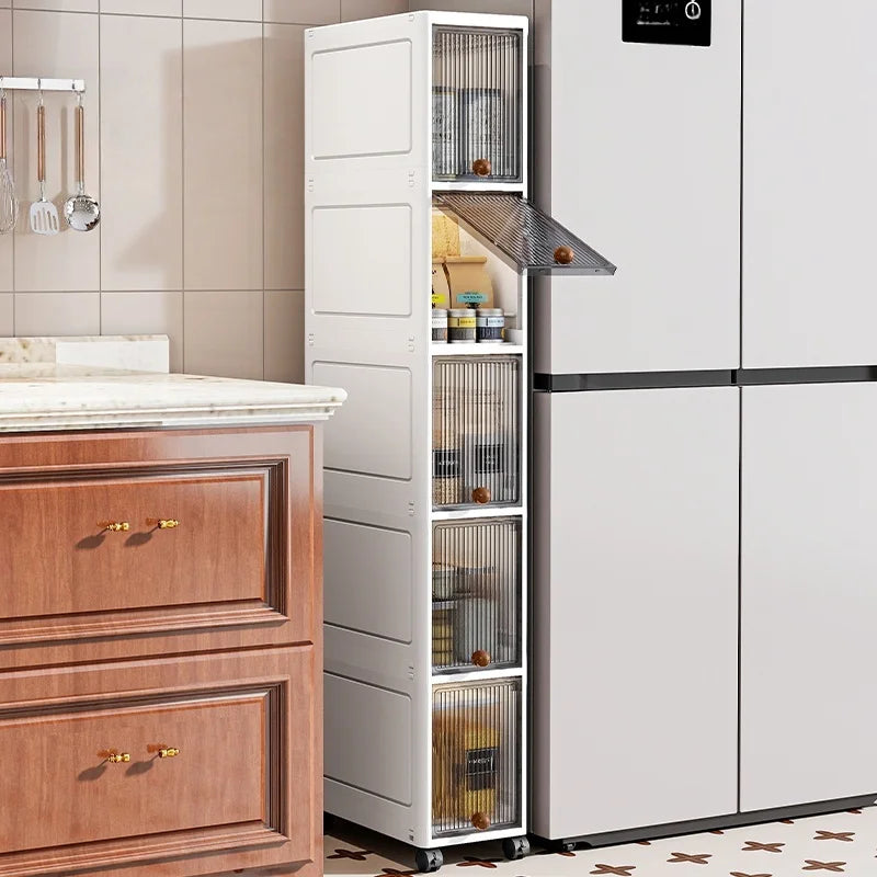 20cm Slim Rolling Storage Cabinet 2–6 Tier Space-Saving Organizer Heavy Duty Rack for Kitchen Bathroom Living Room