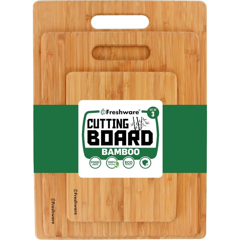 Bamboo Cutting Boards Set of 3 – Wooden Chopping Board for Meat & Vegetables