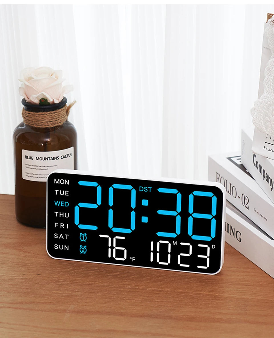 LED Digital Wall Clock with Voice Control