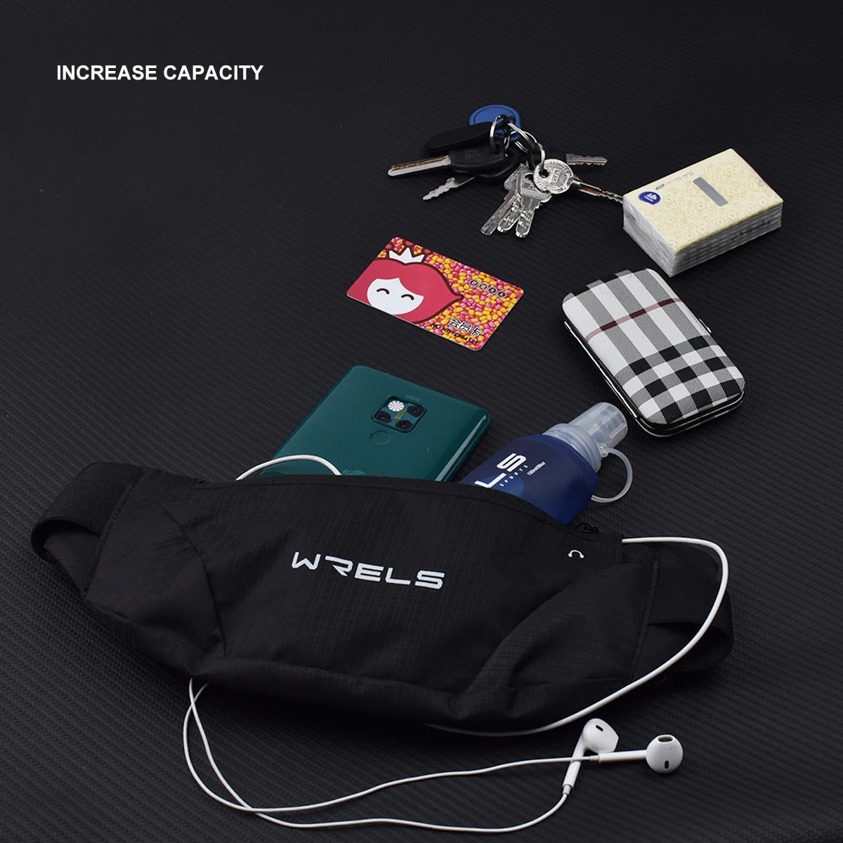 WRELS Waist Bag Running Bag Outdoor Sport Waterproof Sports Fanny Pack Mobile Phone Case Gym Jogging Portable Run Pouch Belt Bag