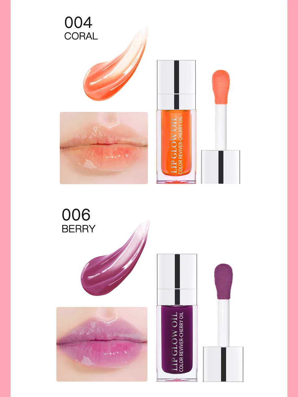 Hydrating Pink Lip Oil Gloss – Moisturising & Plumping Lip Treatment Soft & Nourished Lips