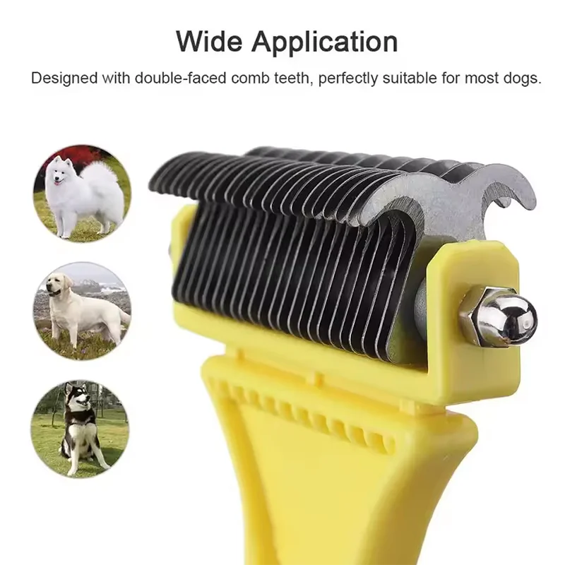 Double Sided Pet Grooming Brush – Undercoat Rake for Dogs & Cats
