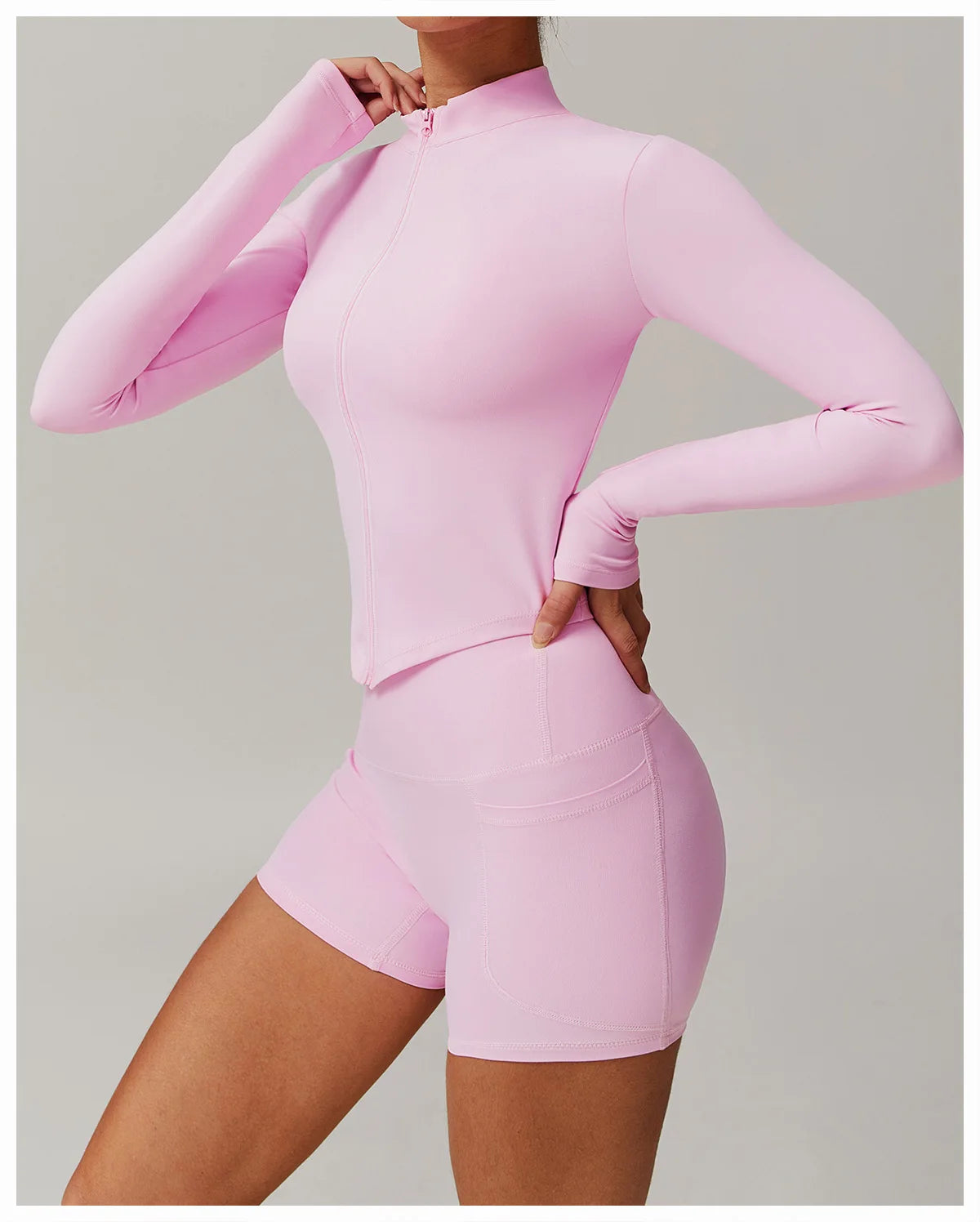 Women’s Slim Fit Zipper Jacket – Long Sleeve Fast-Dry Yoga & Fitness Top