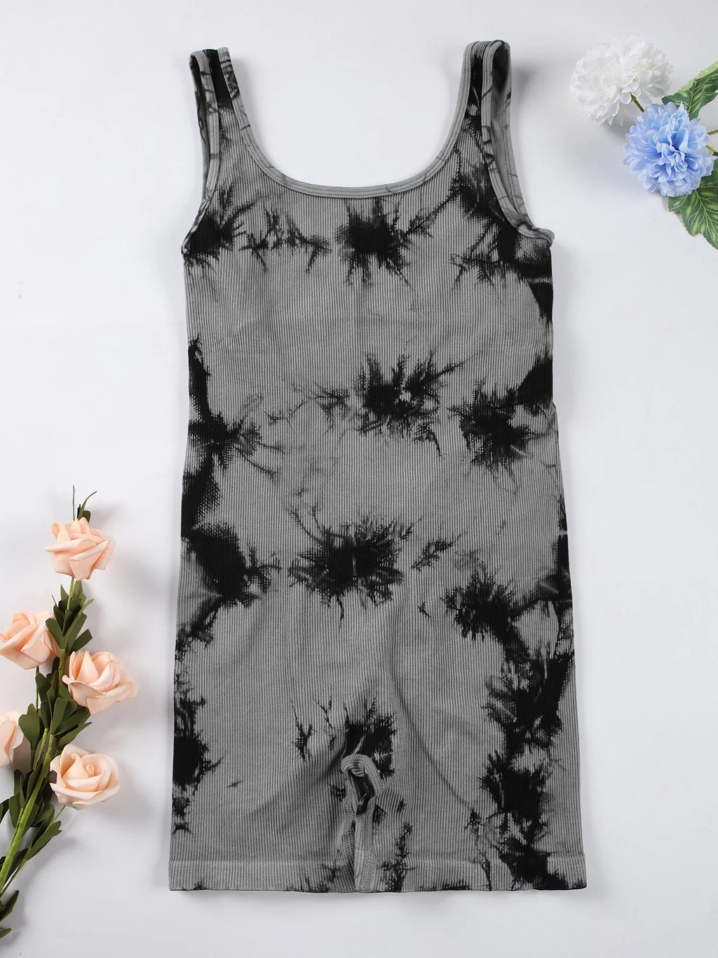 1PCS Backless Yoga Suit U Neck Sleeveless Sports Jumpsuit Solid Colour Threaded Stretch Women Bodysuit Without Bust Pads