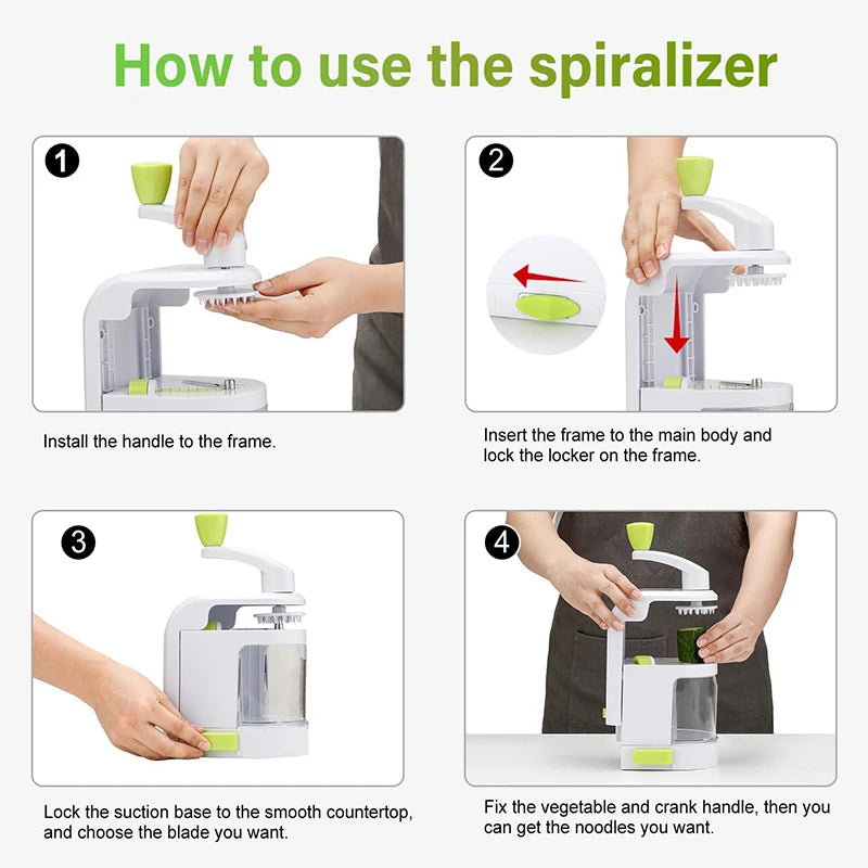 4 In 1 Vegetable Spiralizer – Zucchini Noodle Maker Veggie Slicer