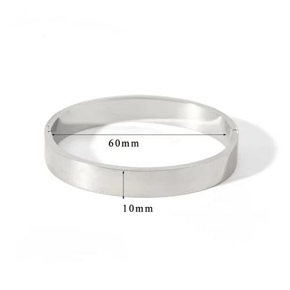 Minimalist Gold-Tone Stainless Steel Bangle Bracelet – Waterproof Oval Design for Women