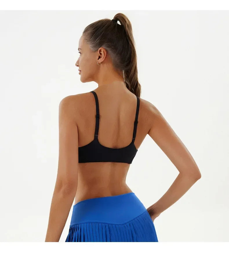 Solid Color Underwear Women Fitness Bra Yoga Vest Gym Sport Top Hollow Yoga Bras Back Push with Chest Pad Two Shoulder Straps