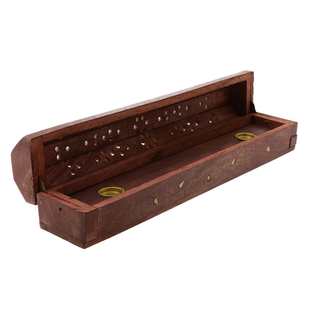 Wooden Incense Holder – Hollow Out Ash Catcher for Stick & Cone
