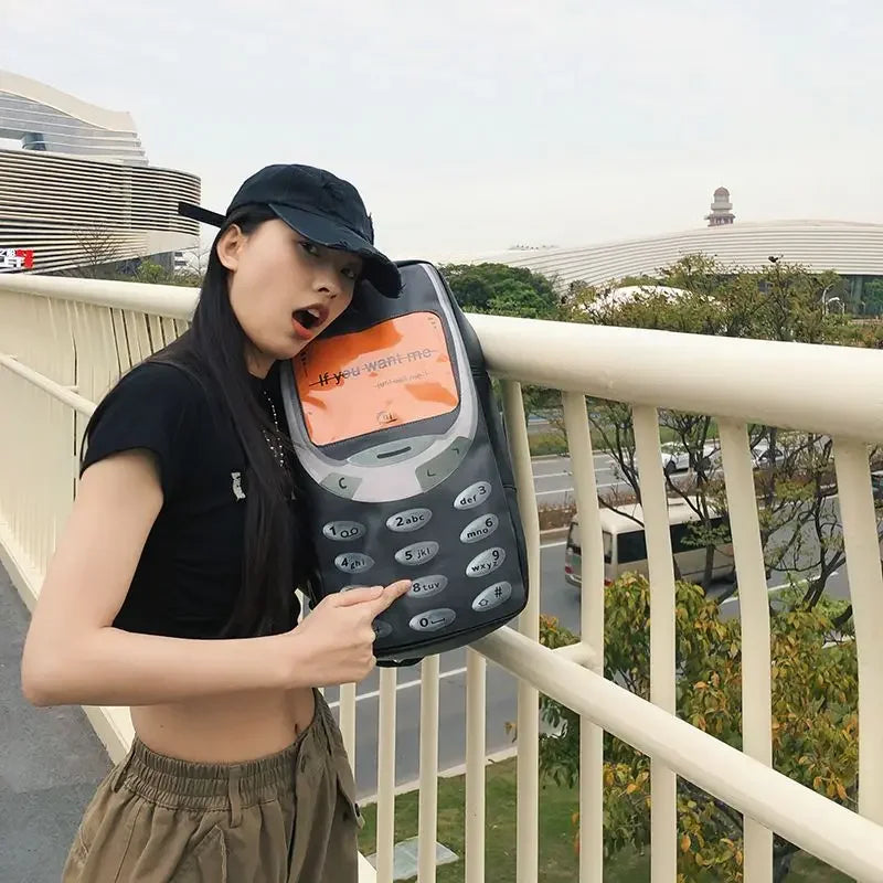 Unisex Splashproof Nylon Backpack with Mobile Phone Pocket – High-Capacity Casual Street Style Bag