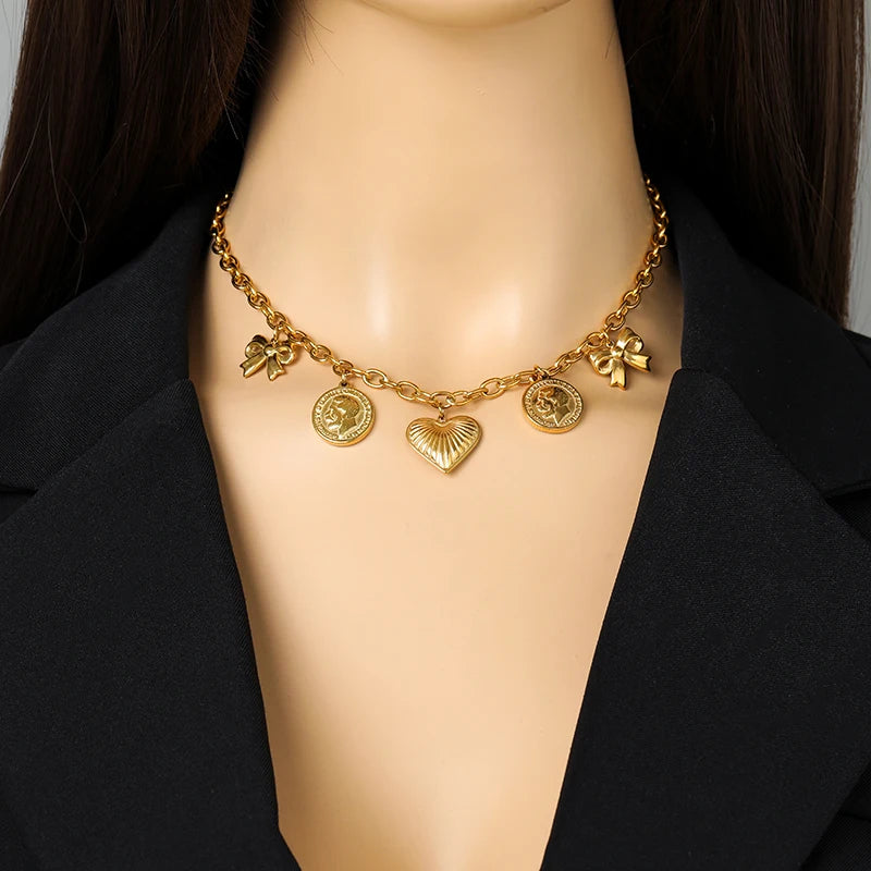 Gold-Plated Heart Pendant Necklace