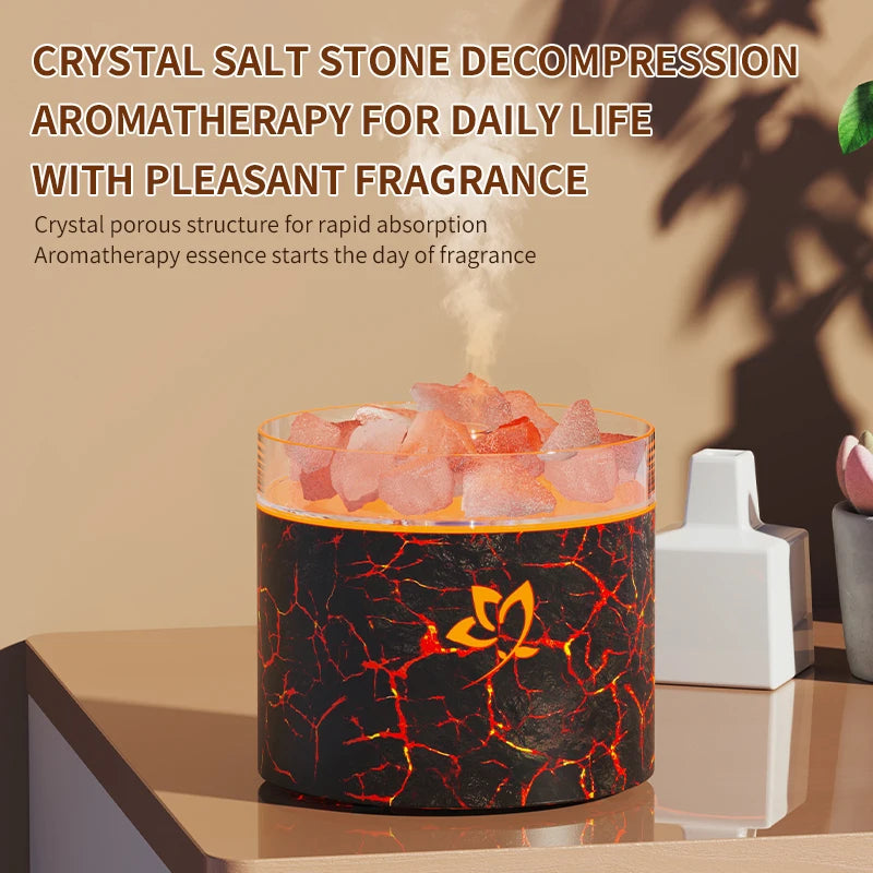 Crystal Salt Stone Aromatherapy Machine Colorful Atmosphere Lamp Atomization Humidification Suitable for Office and Bedroom