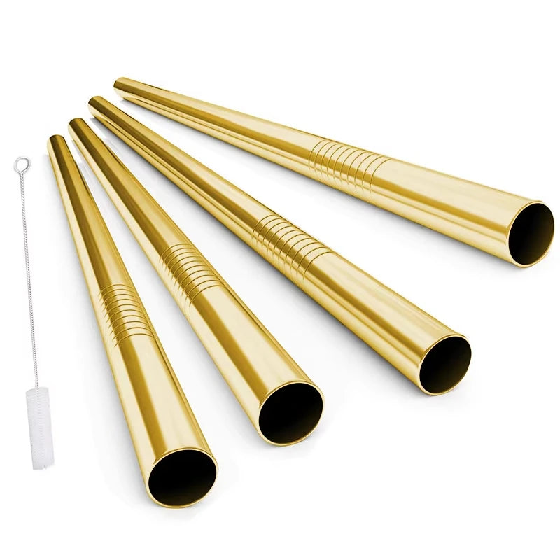 Reusable Boba Straws – Stainless Steel Wide Smoothie Straws (4PCS)